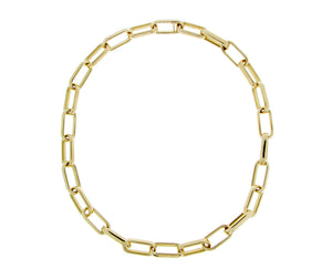 Yellow gold wide oval chain necklace