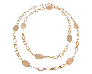 Gold chain necklace with oval charm elements