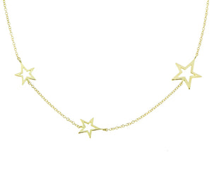 Yellow gold necklace with three star charms