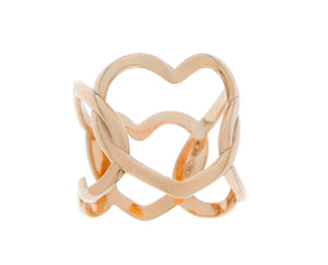 Rose gold ring of open hearts