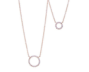 Rose gold necklace with a diamond circle pendant