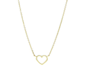 Yellow gold necklace with a small open heart charm