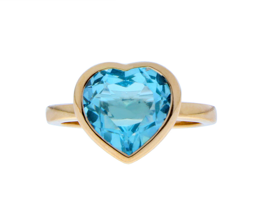 Rose gold ring with a green amethyst blue topaz or a smokey quartz heart