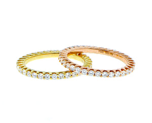 Yellow or rose gold diamond alliance ring