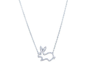 White gold necklace with a diamond bunny pendant