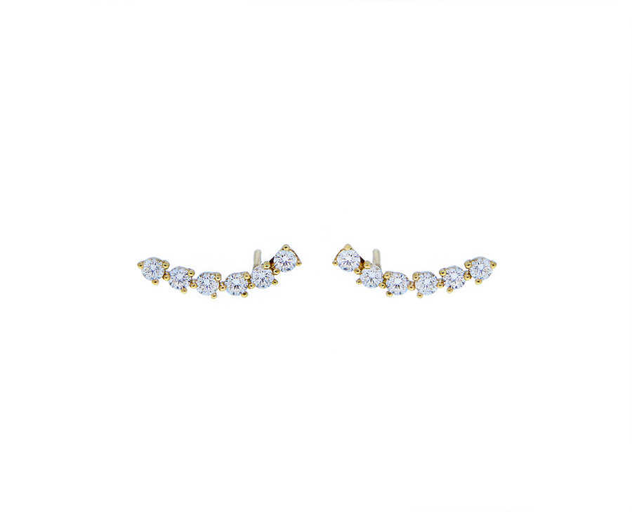 Yellow gold and 6 or 7 diamond single earring
