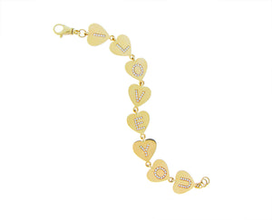 Yellow gold heart bracelet with diamonds