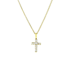 Geelgouden collier met een diamanten kruis