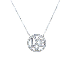 White gold necklace with a diamond LOVE pendant