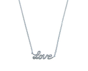 White gold necklace with a diamond love pendant
