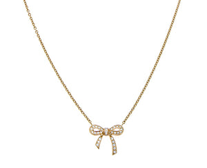 Rose gold necklace with diamond bow