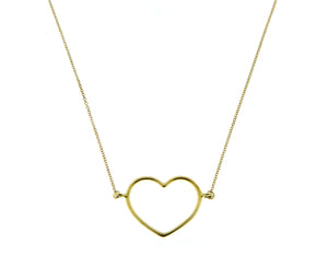 Yellow gold necklace with an open heart pendant
