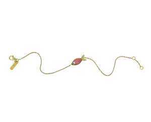 Yellow gold bracelet with pink enamel and diamond fish