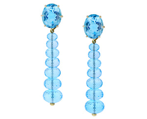 Yellow gold and blue topaz earrings