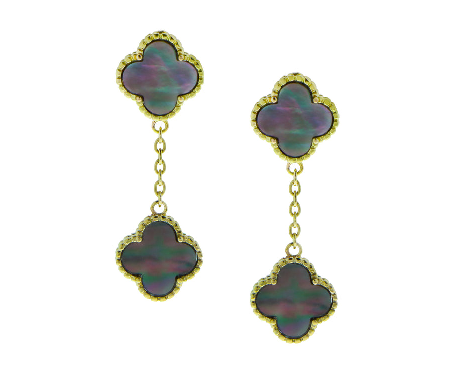 Yellow gold with mother of pearl alhambra earrings