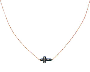 Roségouden ketting met een iconisch bruin diamanten kruis