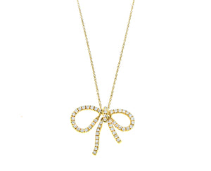 Yellow gold and diamond bow tie necklace