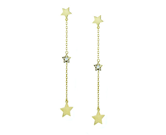 Rose/yellow gold earrings star-diamond-star