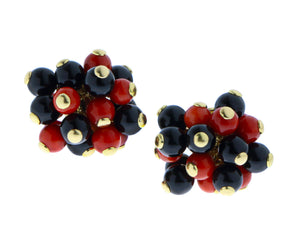 Coral & onyx earrings