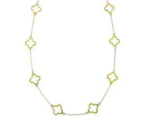 Yellow gold necklace with open clovers