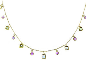 Yellow gold necklace with multi-color sapphires