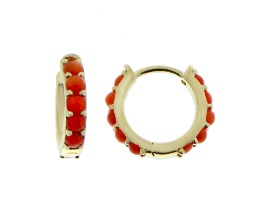 Rose gold opal or coral hoop earrings