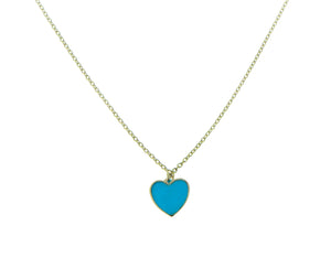 Yellow gold necklace with an enamel heart