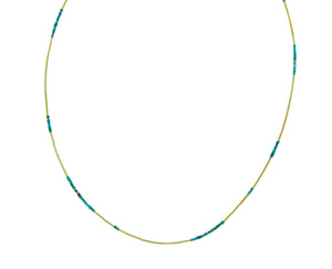 Yellow gold necklace with turquoise or lapis lazuli