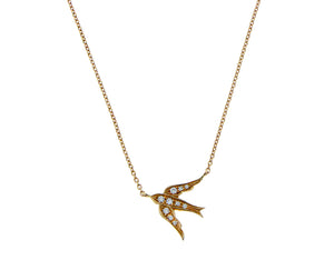 Rose gold necklace with a swallow