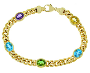 Yellow gold bracelet with gemstones