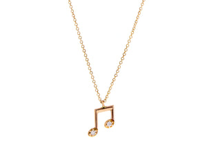 Rose gold necklace with a music note charms