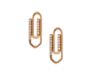 Rose gold and diamond paperclip earrings