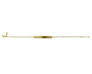 Yellow gold and diamond bracelet with "LOVE YOU" engraved