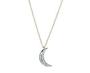 Rose gold necklace white gold diamond moon
