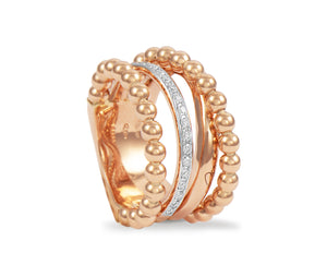 Rose gold ball ring with diamonds