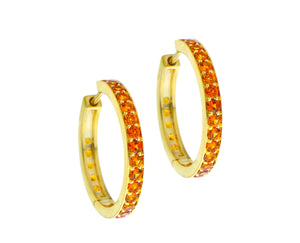 Yellow gold and spessartite garnet earrings