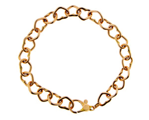 Rose or yellow gold heart chain bracelet