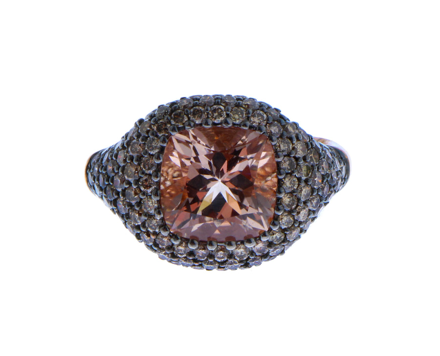 Roségouden ringen, bruine diamanten en demantoïde granaat