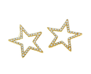 Yellow gold and diamond star earrings