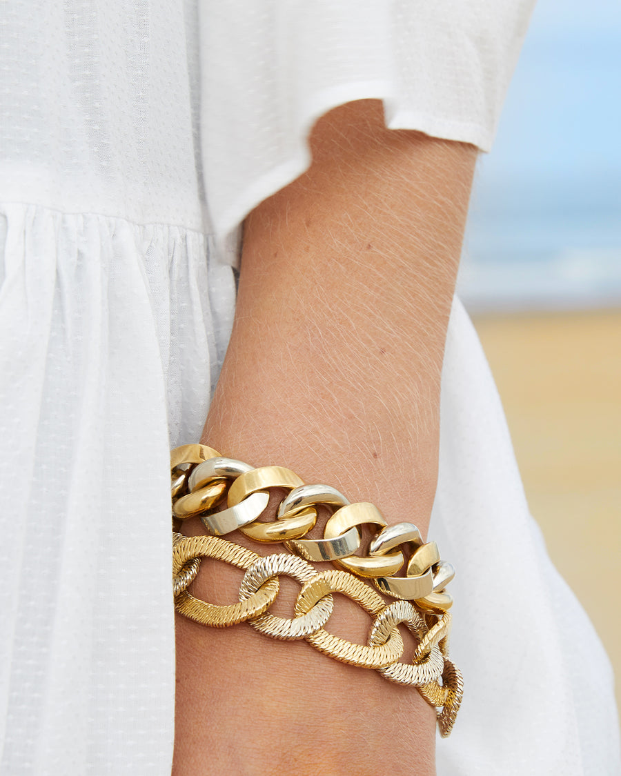 White and yellow gold link bracelet