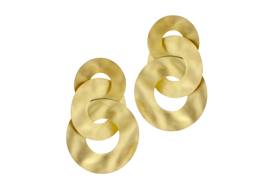 Geelgouden oorbellen met 3 ringen