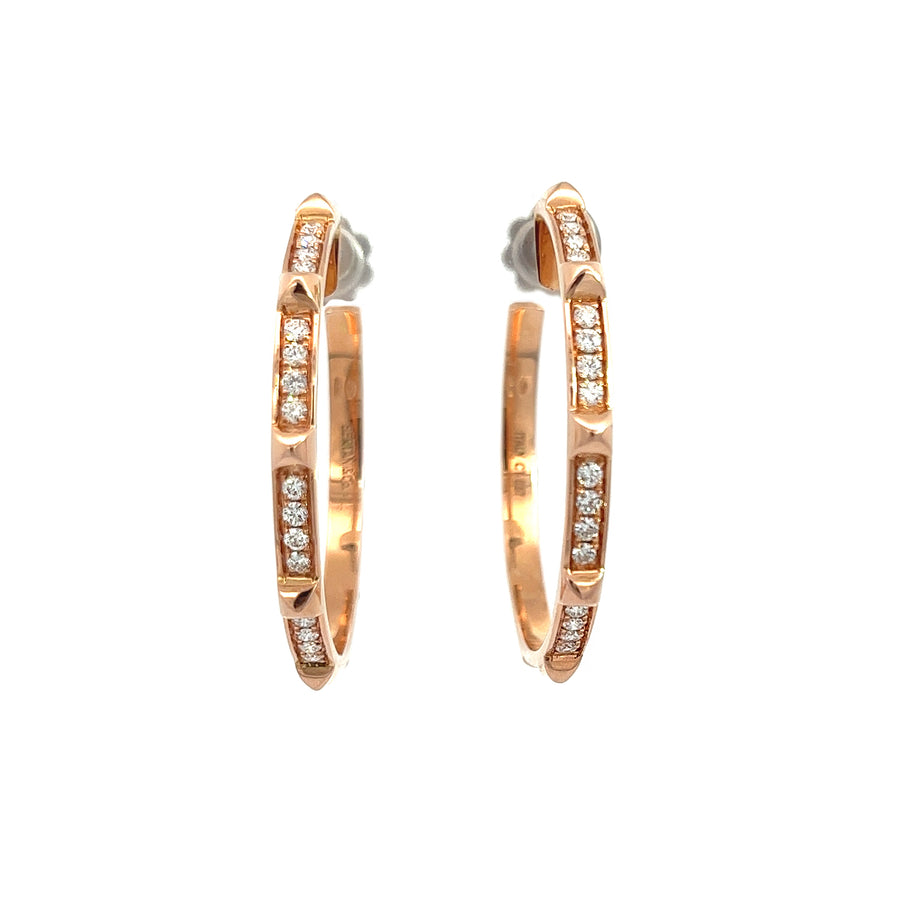 Rose gold and diamond hoops with studs
