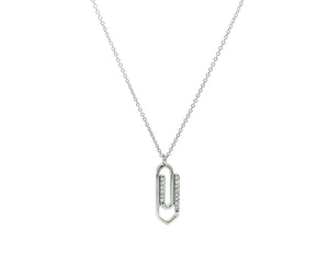 White gold necklace with a diamond paperclip pendant
