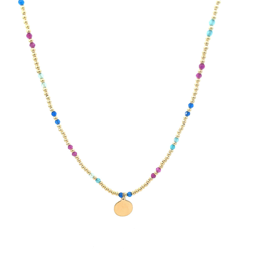 Yellow gold and spinel bead necklaces