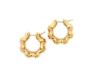Yellow gold hoops bamboo style