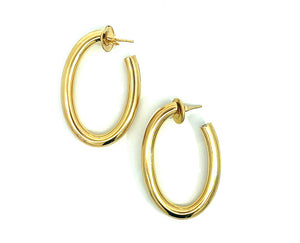 Yellow gold oval hoops
