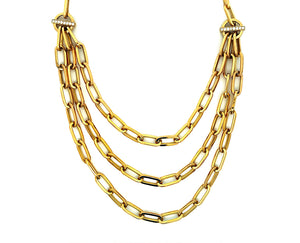 Yellow gold chain necklace with diamonds