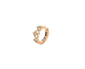 Rose gold and diamond single ear cuff with hearts