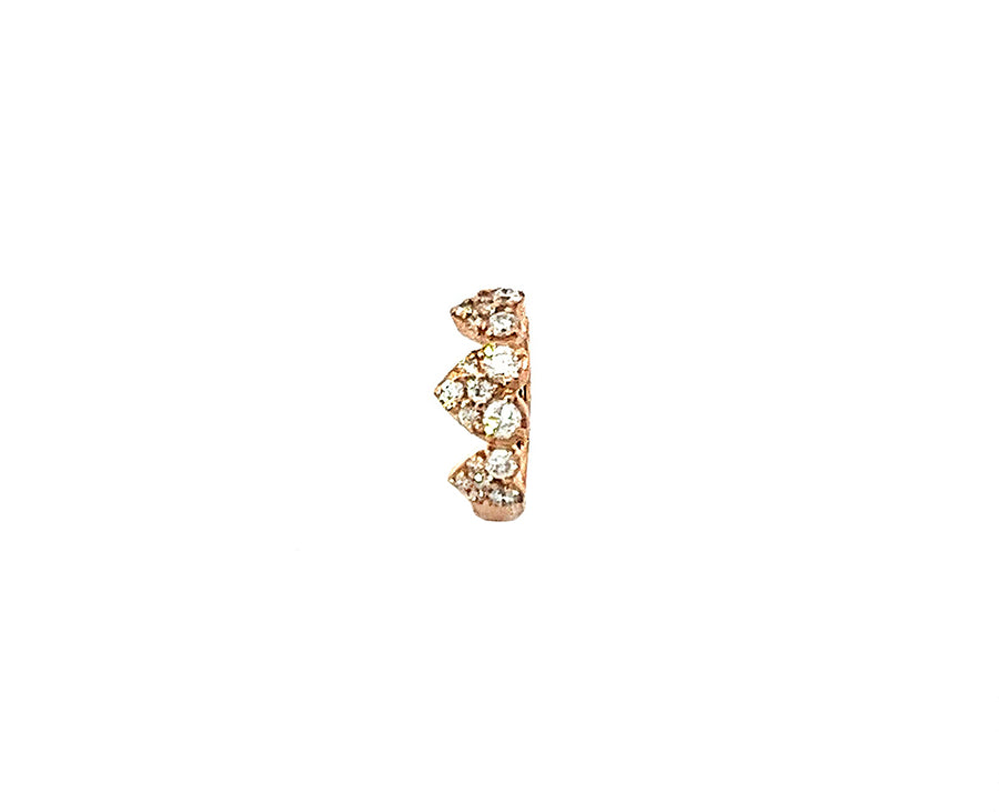 Rose gold and diamond single ear cuff with hearts