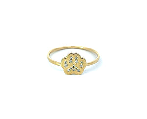 Yellow gold and diamond paw ring
